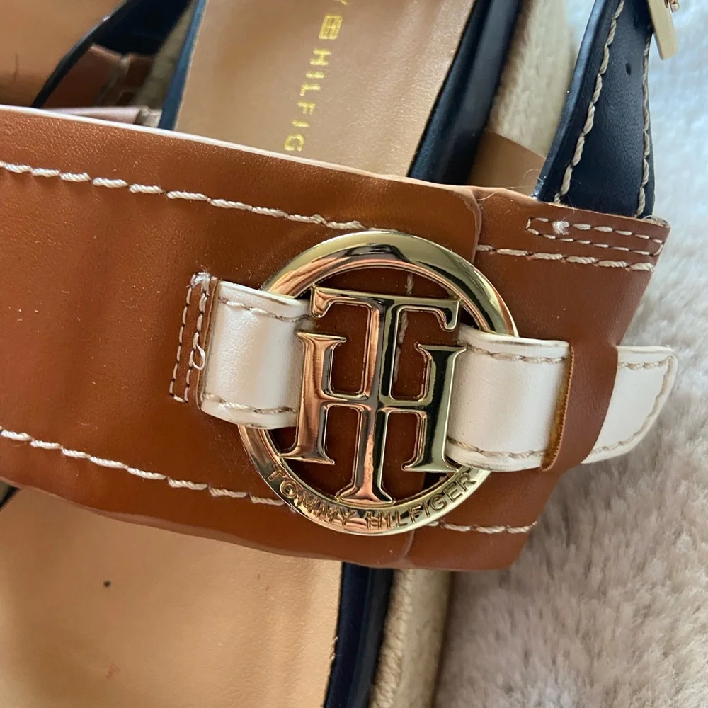 Tommy Hilfiger Black and Brown Platform Sandals